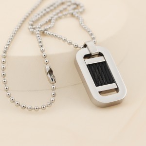 Collar con colgante de alambre de acero negro bicolor al por mayor de acero inoxidable