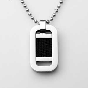 Collar con colgante de alambre de acero negro bicolor al por mayor de acero inoxidable