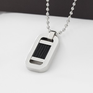 Collar con colgante de alambre de acero negro bicolor al por mayor de acero inoxidable