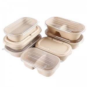 Cajas de comida rápida para llevar ovaladas envases biodegradables de envasado de alimentos de bagazo con tapa transparente