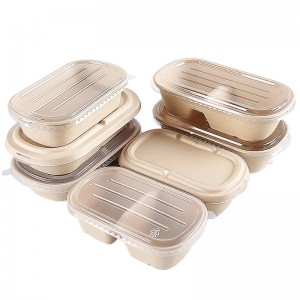 Caja de comida rápida para llevar caja de embalaje de bagazo contenedor de embalaje de alimentos con tapa transparente compostable contenedor de caña de azúcar