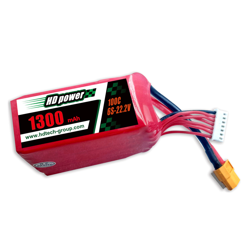 Batería lipo HD POWER 1300mAh 100C 6S 22.2V FPV