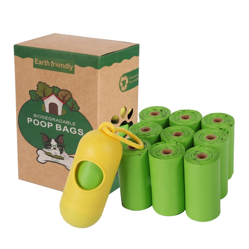Bolsa de estiércol de mascota desechable compostable bolsa de estiércol de perro respetuosa con el medio ambiente bolsa de almidón de maíz biodegradable