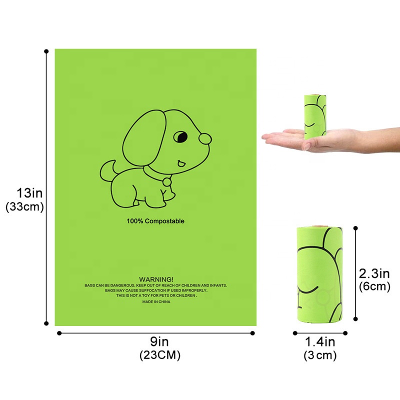 Bolsa biodegradable para desechos de perros Bolsas ecológicas para caca de perro Bolsas biodegradables de almidón de maíz compostable de buena calidad
