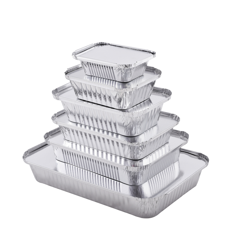 Caja de empaquetado de comida rápida desechable caja de almuerzo de papel de aluminio reciclable resistente al calor de oro y plata