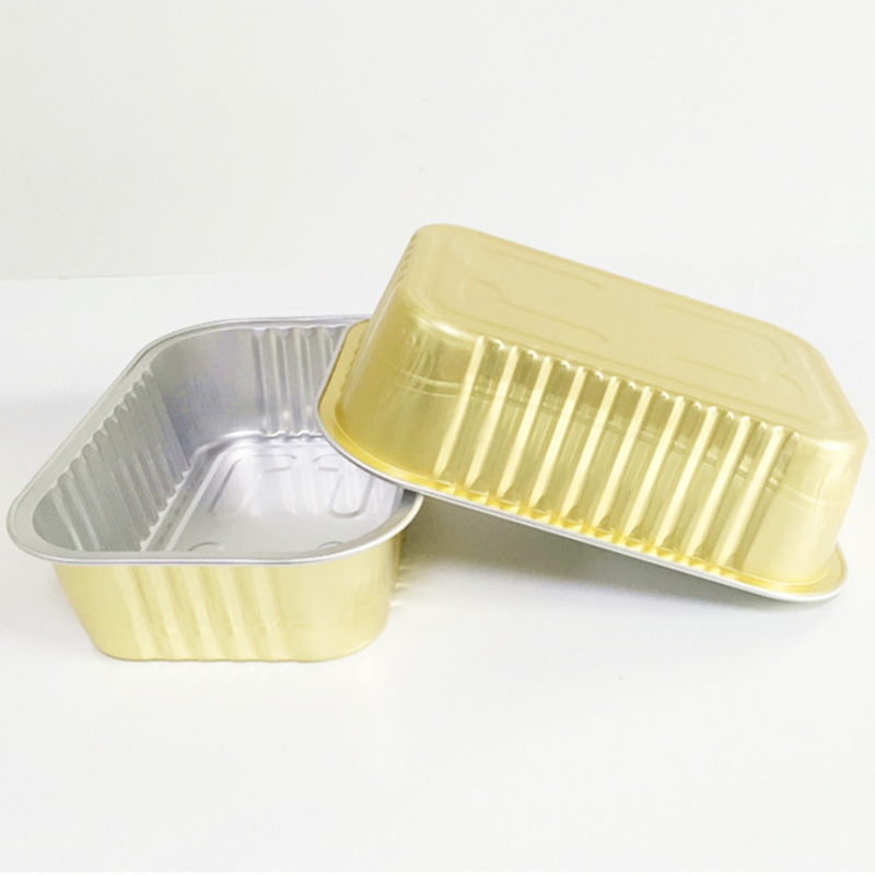 Caja de envasado de alimentos calentable caja de almuerzo de conservación de calor de oro contenedor de comida de papel de aluminio para llevar reciclable