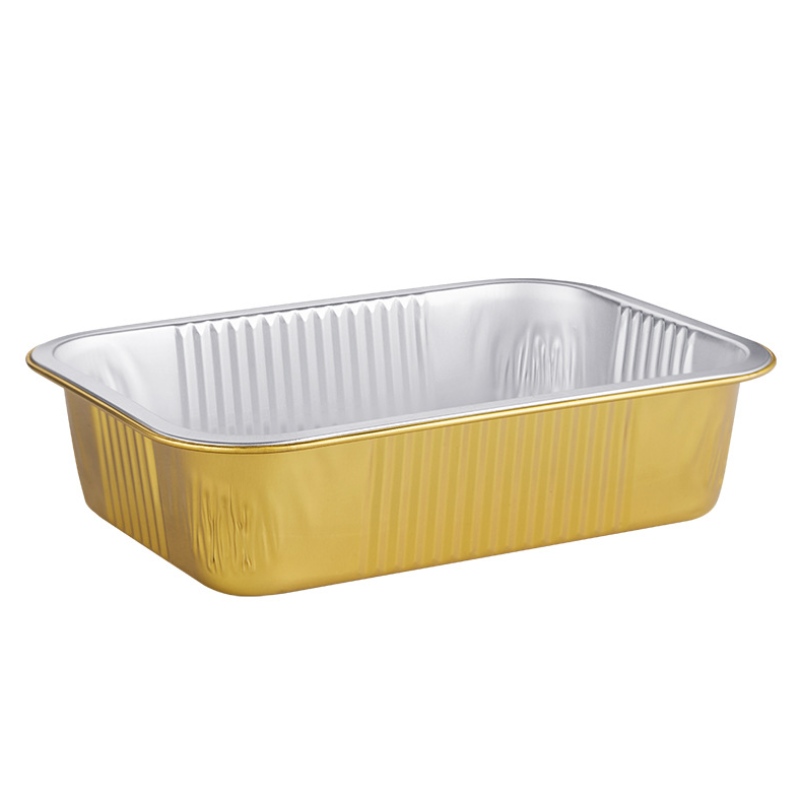 Caja de envasado de alimentos calentable caja de almuerzo de conservación de calor de oro contenedor de comida de papel de aluminio para llevar reciclable