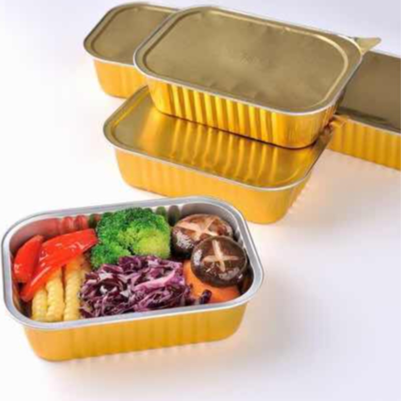 Contenedor biodegradable de bandeja de comida rápida de aluminio de tamaño completo desechable