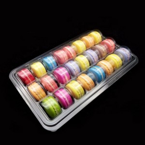 Tamaños personalizados caja de macarons 24 compartimentos cajas de empaquetado de dulces transparentes caja de ampolla
