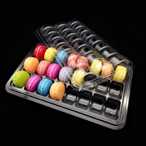 Tamaños personalizados caja de macarons 24 compartimentos cajas de empaquetado de dulces transparentes caja de ampolla