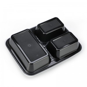 Envase de plástico desechable redondo PP para entrega de alimentos, envase de almacenamiento de plástico, fiambrera con tapa