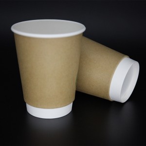 Taza de papel de café kraft puro de doble pared simple