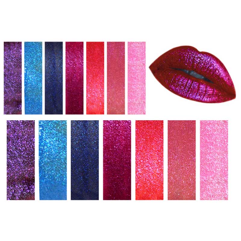Brillo líquido lápiz labial diamante impermeable lipgloss metálico