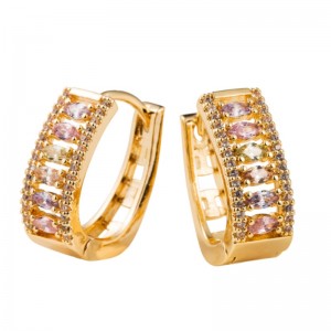 Pendientes Dongdaemun, pendientes populares de temperamento femenino, zircón con incrustaciones de cobre y pendientes de oro galvanderos.