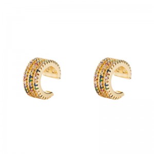 INSE Nuevo y europeo y americano Los hombres de los hombres y las mujeres con clip de cobre micro-incrustado color circonio simple oreja clip sin piercing aretes de hip-hop