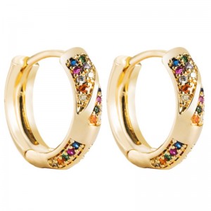 INS European y Americano Estilo étnico Pendientes Creativo Geométrico Hollow Pendientes Femeninos Pendientes de Zircon Micro-conlaid