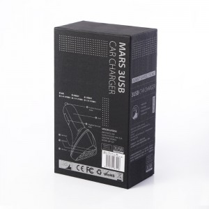 Impresión de la ventana para mascotas Cargador de coche Caja de cable USB Luxury Black USB Embalaje cajas