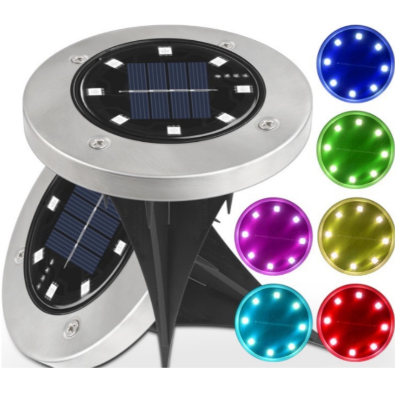Impermeable 8 LED IP65 Solar Powered Sub-Ground Park Lámpara de césped exterior Jardín LED LED Luces de tierra solar con inducción