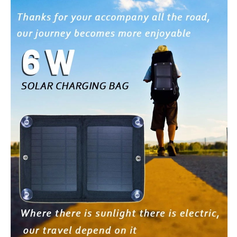 Venta al por mayor Precio 6W Nuevo Tecnología Plegable Paneles solares Cartera Cartera Bolsa de panel solar para teléfono móvil