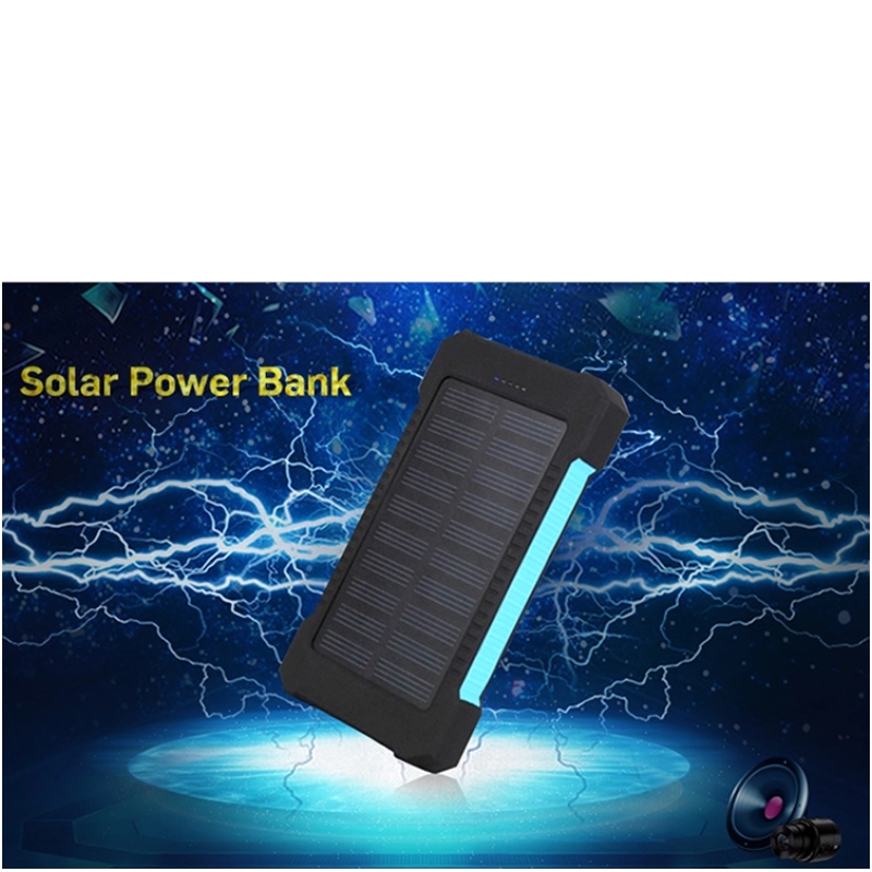 Banco de energía solar Dual USB Power Bank 20000mAh Cargador de batería impermeable al agua Panel solar portátil externo con luz LED