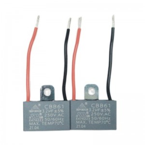 3.2UF 250V con cables LUG CBB61 Capacitor para AC Ventilador