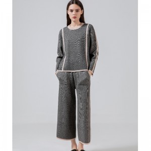 Conjunto de lino de punto versátil de moda casual de dos piezas 68008#