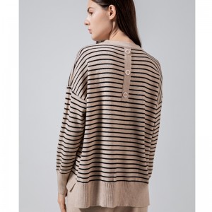 Tendencia de moda Simple Casual Joker Basic Knit Striped Top 68059#