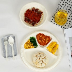 Contenedor de alimentos desechables compostable de material PLA