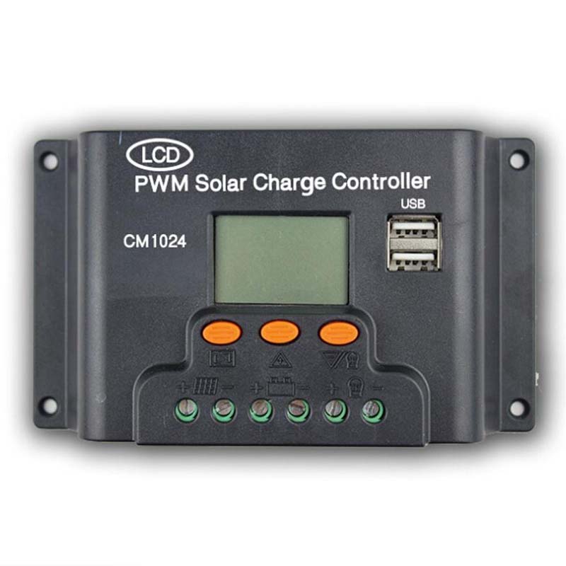 CM1024Z LCD DUAL USB Controlador de cargador solar 10A 20A 12V/24V Auto Solar Panel Regulador de carga de la batería PWM