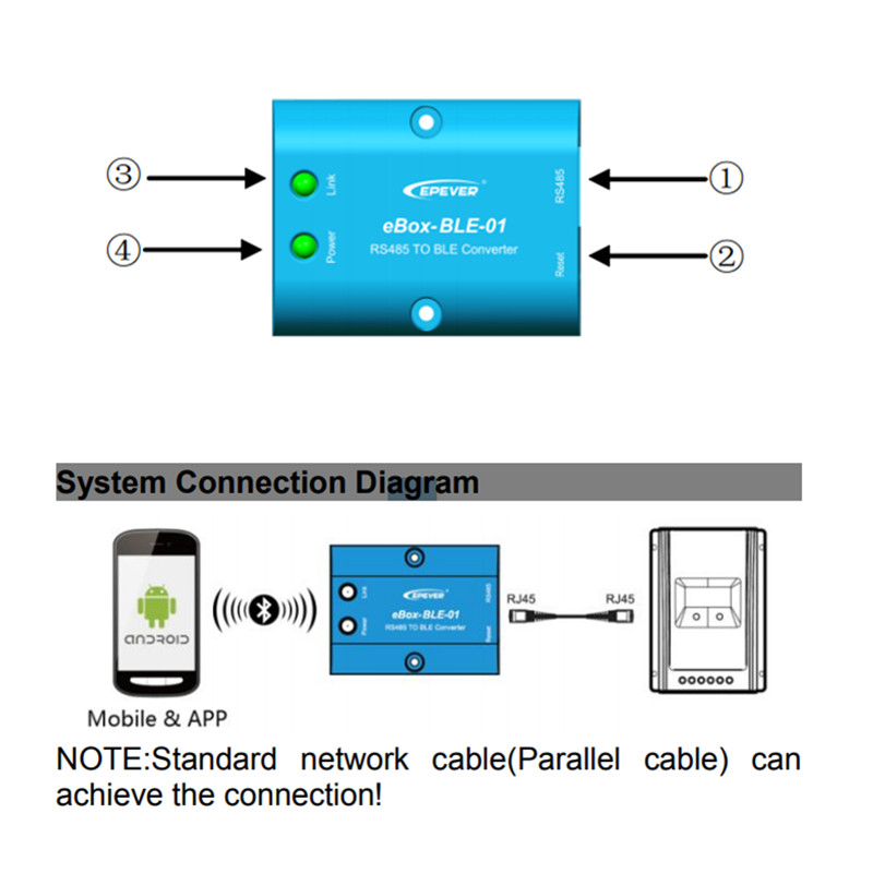 WiFi Server Server RS485 al adaptador Bluetooth para el controlador Soalr Inverter EPSolar LS VS A VS BN TRACERA TRACERBN SHI