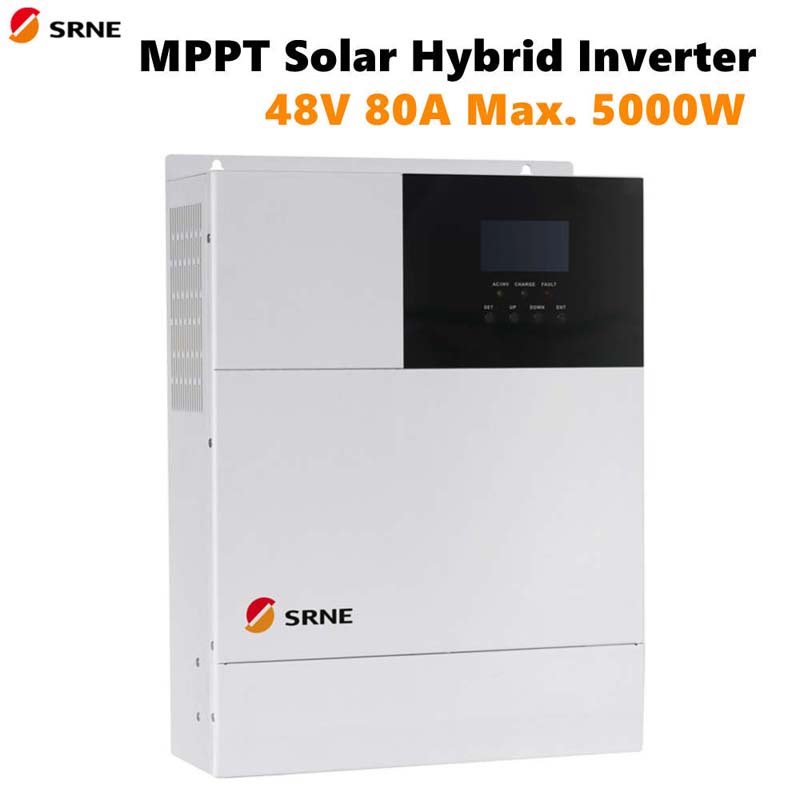 SRNE MPPT MAX 5000W CARGA SOLAR HYBRID CARGA 80A Onda sinusoidal Pura inversor 48V 220V CARGA PV 145V 50HZ 60Hz AUTOMÁTICA Pantalla LCD