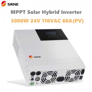 SRNE 3000W ALL-IN-ONE MPPT Invergidor solar híbrido 24V 110VAC Onda sinusoidal pura Max 100V 60A 50Hz 60Hz Inversor de carga fuera de cuadrícula