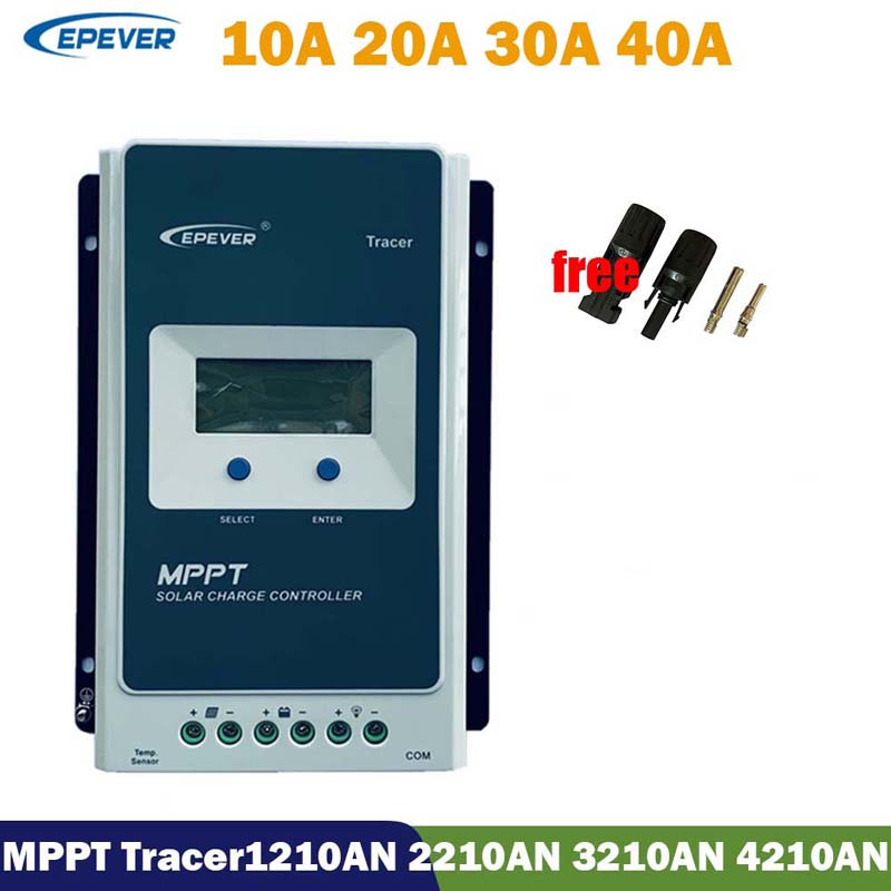 EPEVER MPPT TRACER 12V 24V 40A 30A 20A 10A Regulador de controlador de controlador de carga solar Pantalla LCD para batería de litio de plomo-ácido