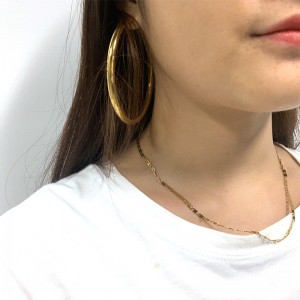 Pendientes de aro de moda chapado en oro de acero inoxidable