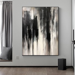 Cuadros Decorativo Negro Mano Pintura Acrílico Pintura Lienzo Abstracto Decoración de Pared Aceite Colgando Pintura Grande