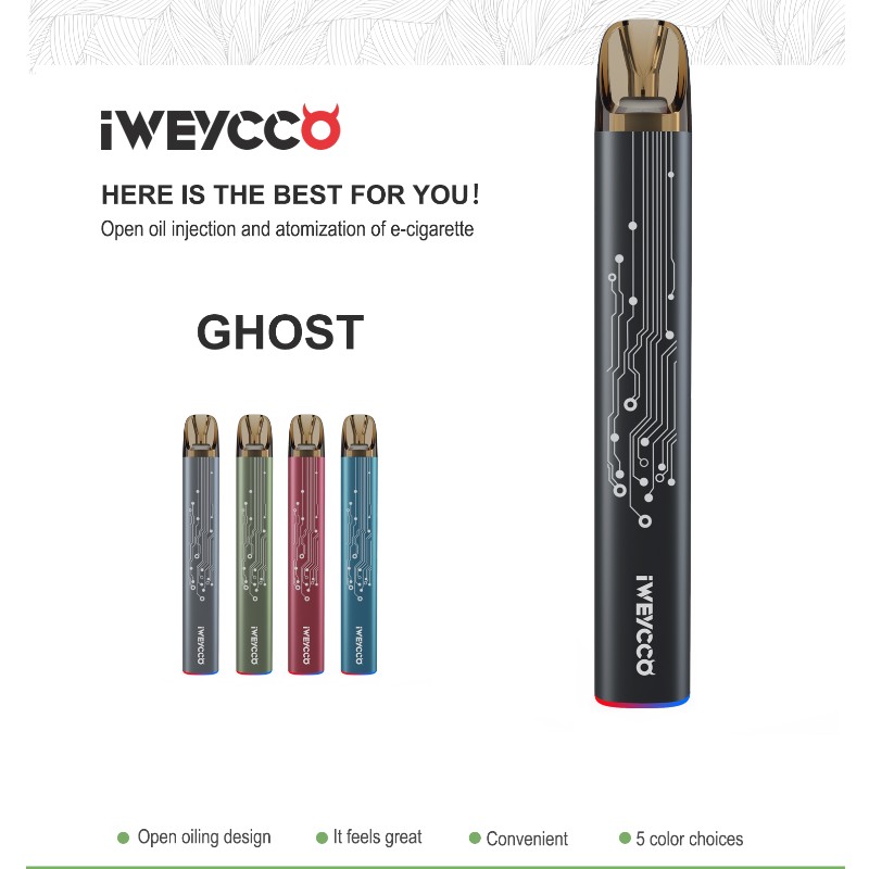 Iweycco Ghost Vape 650mAh 12W Pod Kit Electronic Cigarette 2ml Cartridge Vaporizer para usted