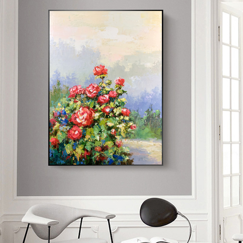 Venta al por mayor de imágenes de la pared Decoración del hogar Flor de lona artística pintura al óleo moderno Cuadros Todavía pinturas de vida