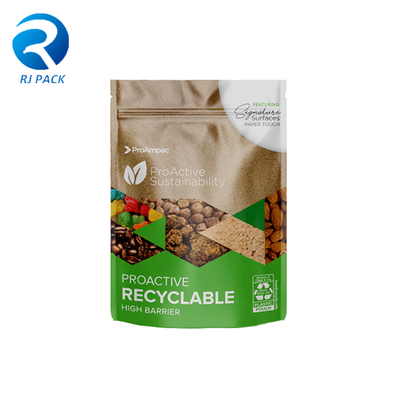 Alto barrera eco reciclable de pie bolsa para alimentos o empaquesno alimentarios con cremallera