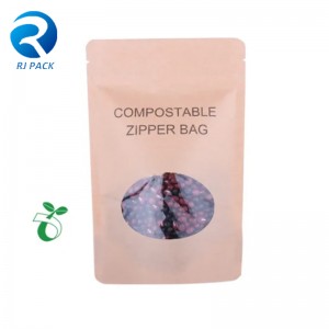 Embalaje de alimentos 100% compostable de calor de la barrera de alta barrera de la bolsa de la bolsa de la bolsa Kraft
