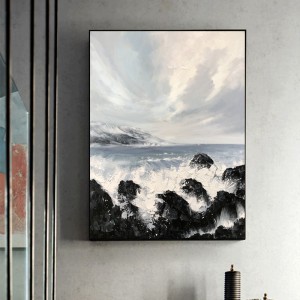 Paisaje moderno decoración de pared pintura abstracta hecha a mano de pintura al óleo