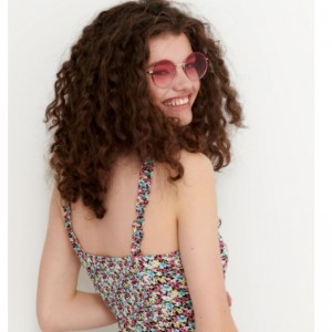 Vestido de viscosa de impresión floral Mini longitud