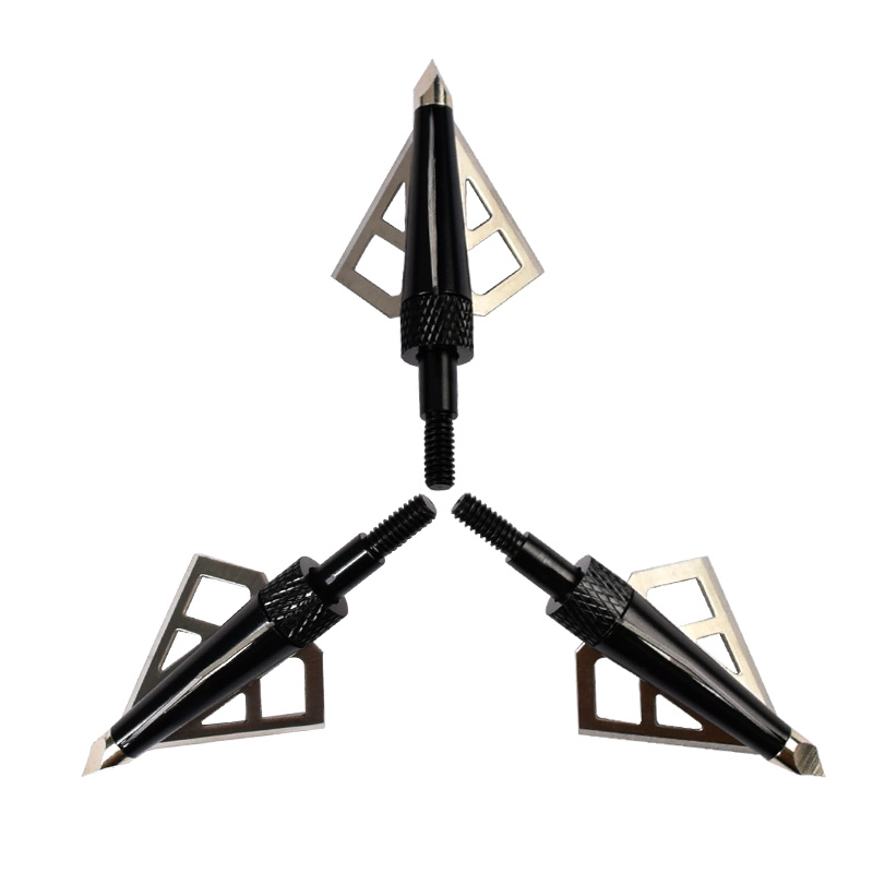 Nika Archery 15B028 3 Blade 100 Grain Broadheads para arco de ballesto Arroz de las flechas Tornillo Soportes Caza