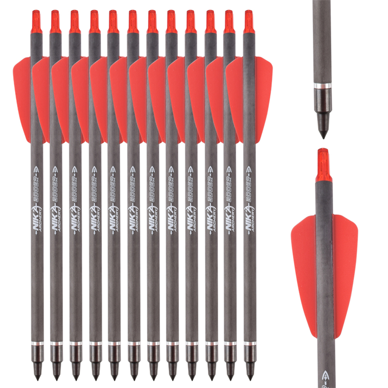 Nika Archery 113167-02 ID6.2mm 7.5 pulgadas de fibra de carbono Pernos de ballesta de fibra de carbono Plástico Nock Tiro con arco Sistema COBRA Sistema Adder/R9/RX