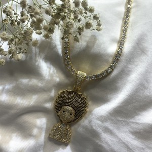 Collar de hip hop de cabeza explosiva sólida de circón