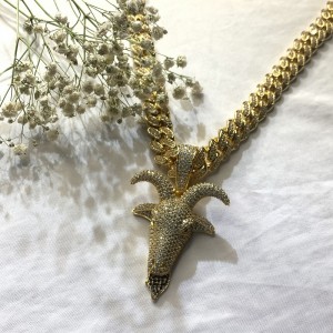 Collar de hip hop de la cabeza del ciervo sólido de circón