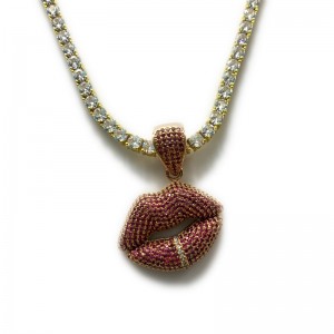 Collar con incrustaciones de labio rojo sexy