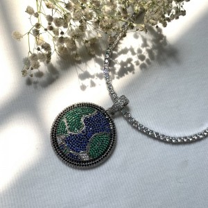 NUEVO Zircon Full Diamond Diamond Tierra Pendiente Indian Largo Teléfono Celular Correa Collar