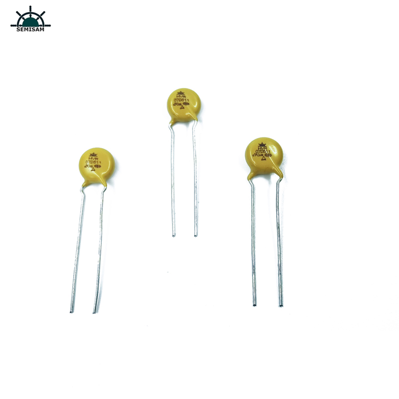 Fabricante original LED largo, silicio amarillo MOV 7D511 510V 7mm Resistor MOV Varistor