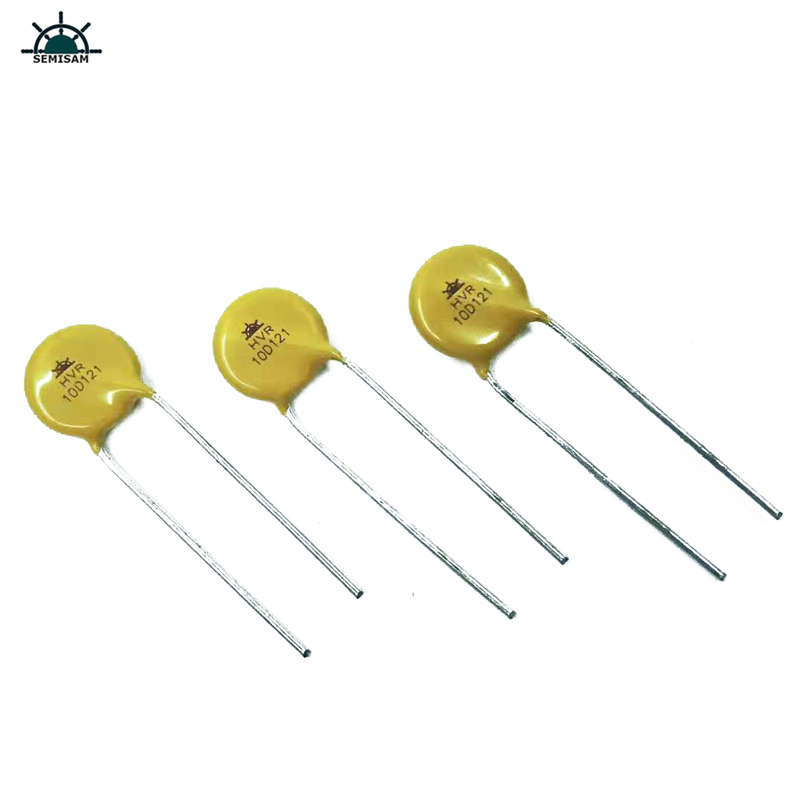 China Resistor Proveedor ODM Silicon amarillo 10d121 Diámetro 10mm Varistor de óxido de metal para luz LED