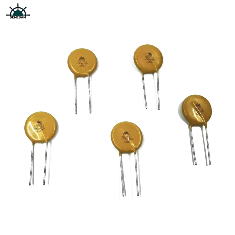 China Componentes de la electrónica ODM, Varistor amarillo de óxido de zinc HVR20D511K de 20 mm para el equipo de la fuente de alimentación